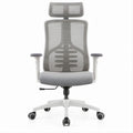 Ergonomischer Bürostuhl Grau/Weiß/Schwarz mit Kopfstütze, 64 x 64 x 118–128 cm