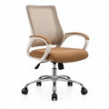 Ergonomischer Drehstuhl mit Armlehnen und Rollen, Beige/Weiß/Chrom, 62 x 62 x 93–103 cm