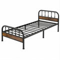 Metallbett 90 x 200 cm aus pulverbeschichtetem Stahl und MDF, Schwarz/Braun