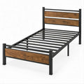 Bettgestell 90 x 200 cm aus Stahl und MDF in Schwarz/Braun