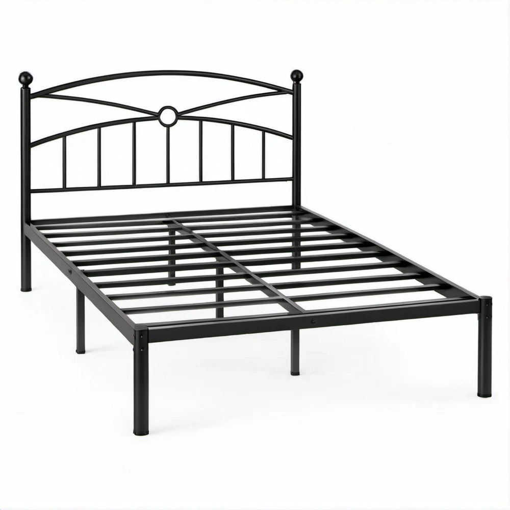 Einzelbett aus pulverbeschichtetem Stahl, Schwarz, 90 x 200 cm
