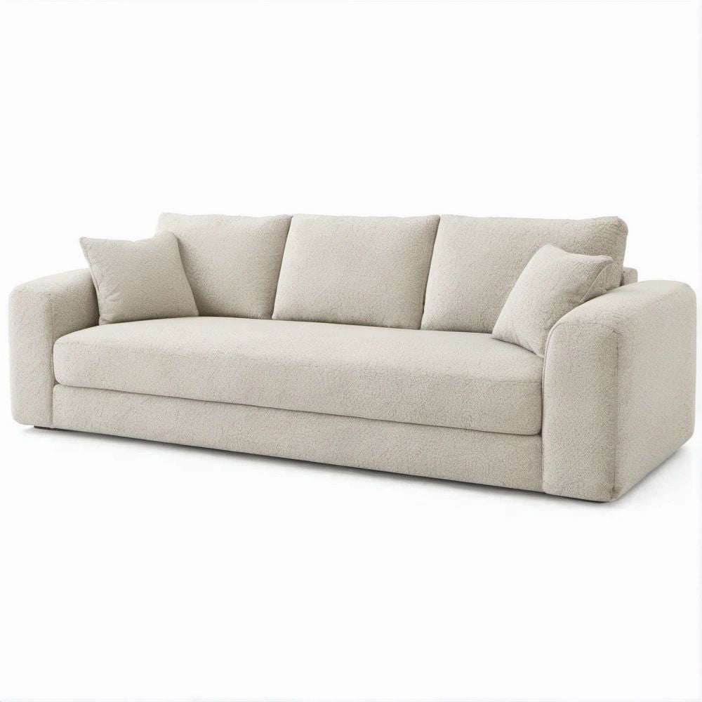 3-Sitzer-Sofa in Creme aus Bouclé-Polyester, 218 x 94 x 78 cm