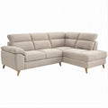 Beiges Ecksofa mit Recamiere rechts, Polyester-Mikrofaser, 260 x 160 x 92 cm