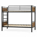 Etagenbett 90 x 200 cm aus Stahl und Spanplatte in Schwarz/Braun
