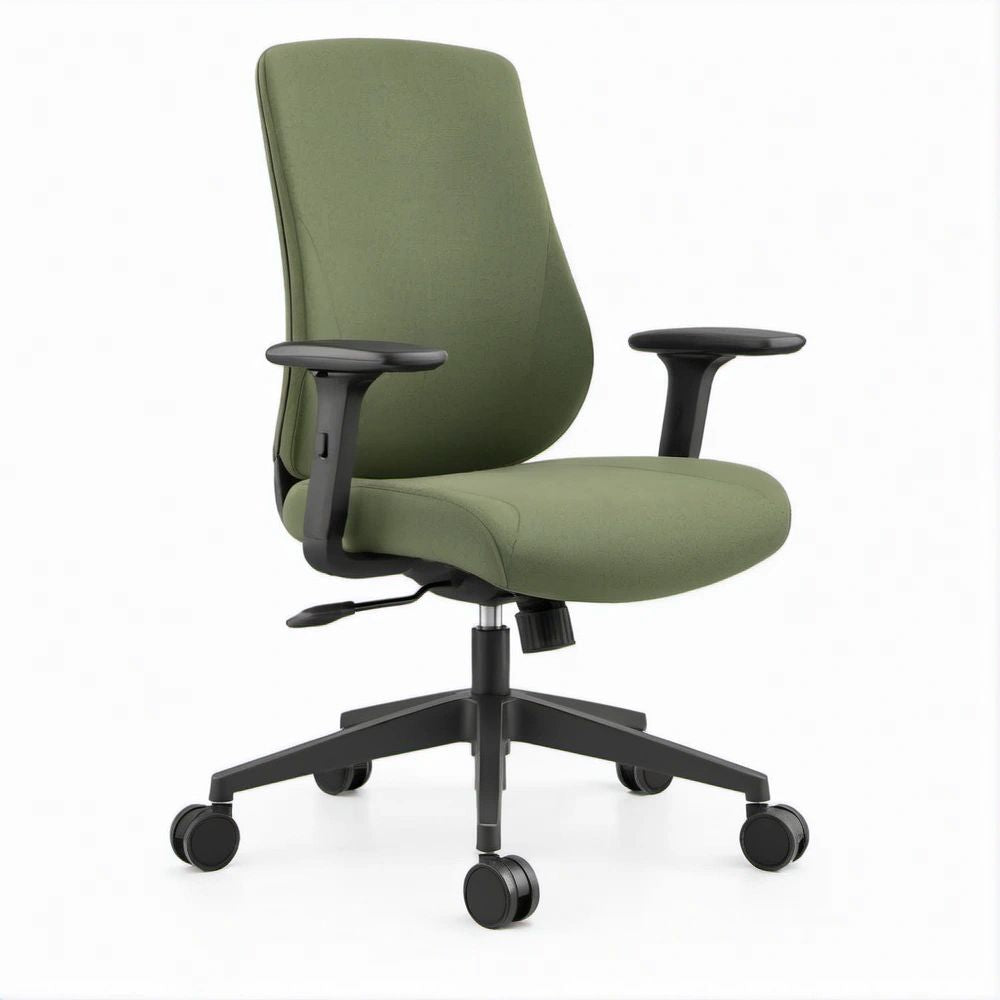 Ergonomischer Bürodrehstuhl mit hoher Rückenlehne, Olivgrün/Schwarz, 66 x 66 x 112–122 cm