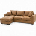 Braunes Ecksofa mit linker Ottomane aus Mikrofaser, 260 x 160 x 85 cm