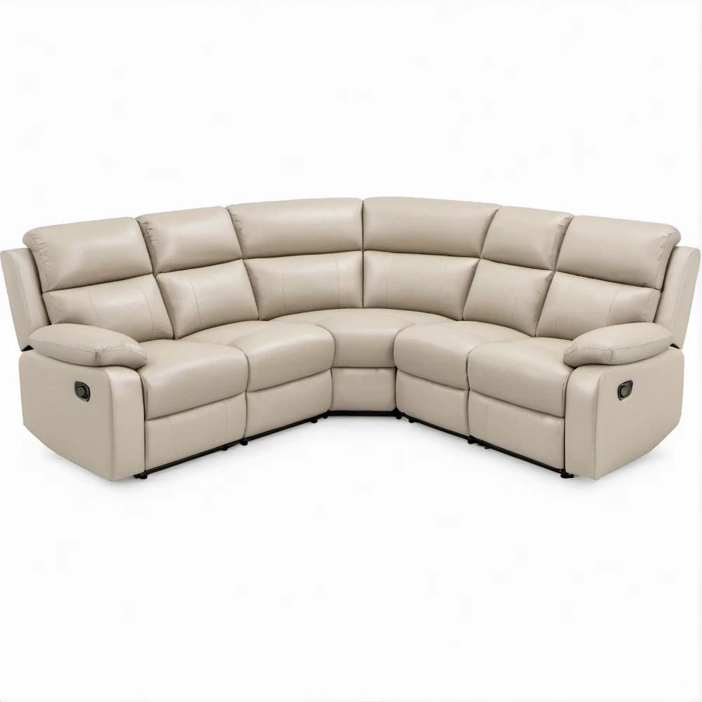 5-Sitzer Ecksofa in L-Form mit 2 manuellen Relaxsitzen, Creme, 285 x 285 x 102 cm