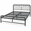 Metallbett Doppelbett 140 x 200 cm Schwarz mit Kopfteil und Metallleisten