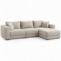Ecksofa mit Recamiere rechts in Creme, Bouclé-Polyester, 280 x 165 x 85 cm
