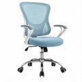 Ergonomischer Drehstuhl mit Armlehnen, Hellblau/Weiß/Silber/Schwarz, 60 x 60 x 90–100 cm