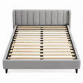 Gepolstertes Doppelbett in Grau, 160 x 200 cm, mit Lattenrost